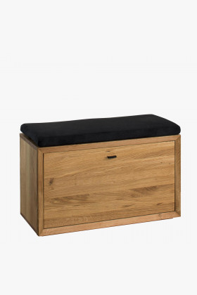 Schuhbank Eiche mit dunkelgrauem Kissen 85x57x39 cm